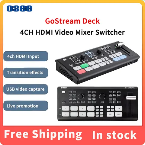 OSEE GoStream Deck 4채널 HDMI 비디오 믹서 스위처 – USB 비디오 캡처 및 라이브 프로모션 녹화, 재생, 라이브 스트리밍 지원