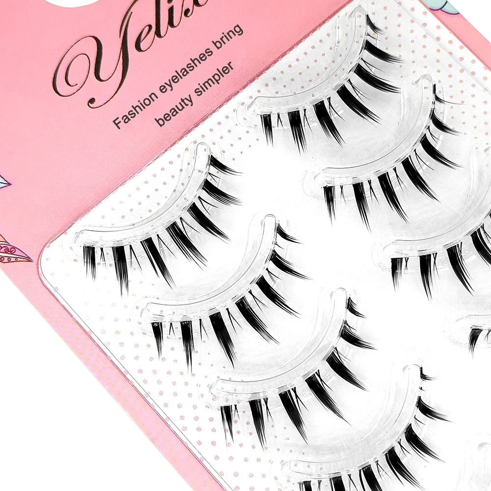 Yelix 5 Pairs False Eyelashes Japanese Style Makeup Thick Eyelash Extension Cosplay Makeup Lashes Manga Fake Eye Lashes