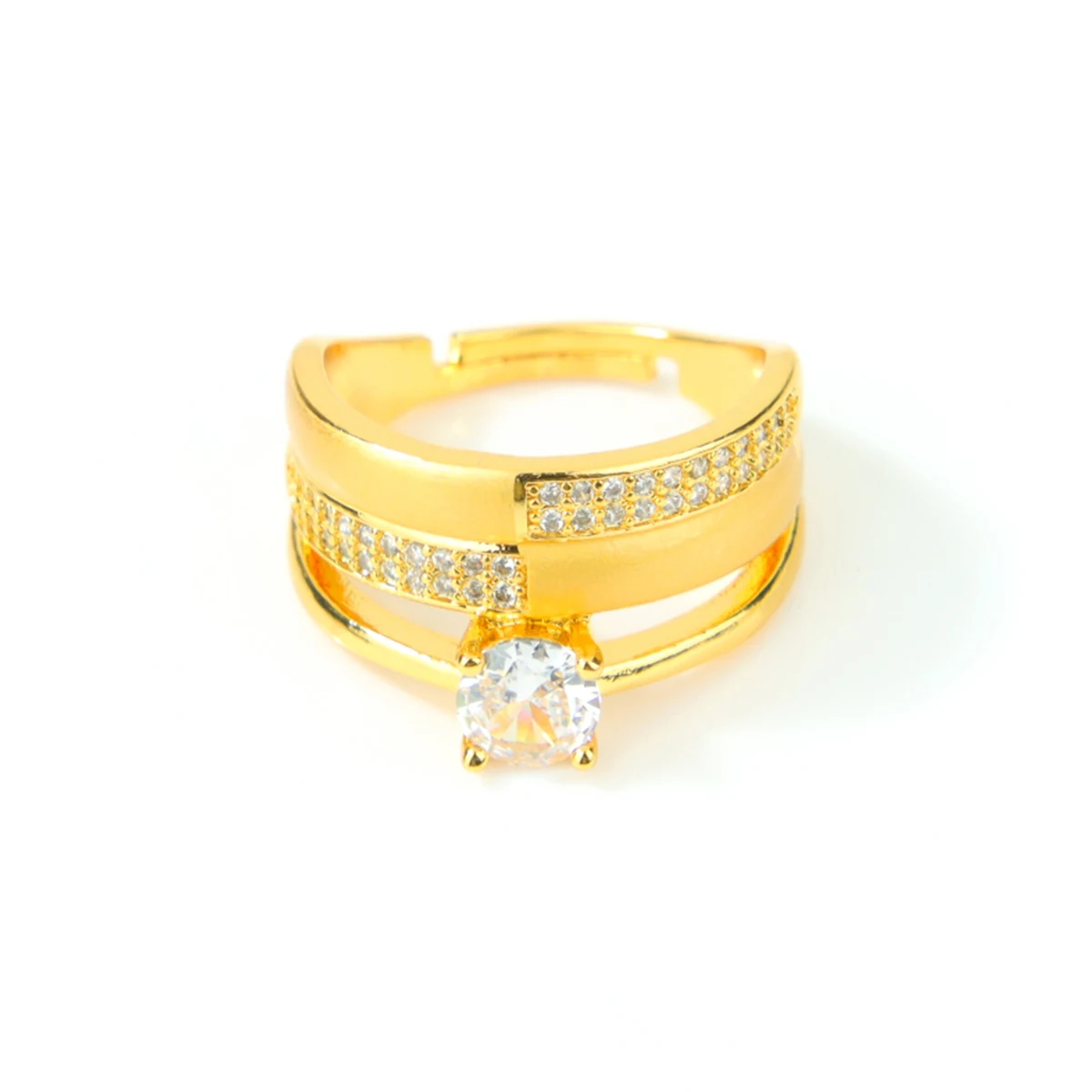 Dubai Mode Kubische Zirkonia Ringe 21k Vergoldet Arabische Braut Hochzeit Luxuriöse Paarringe Nigeria Damen Party Schmuck – Detail 18