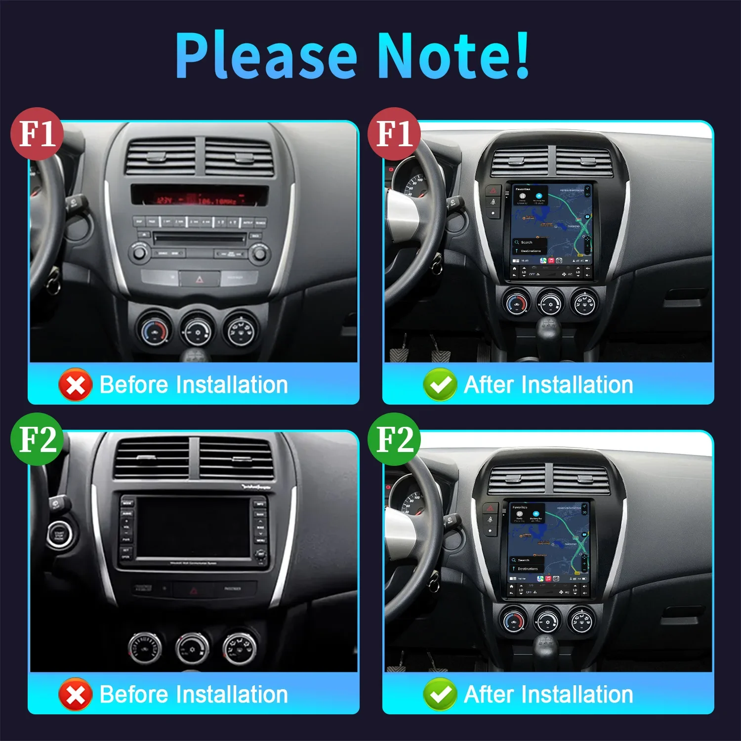 9.7inch Car Radio Android 14 Multimedia Video Player For Mitsubishi Asx 1 2010-2016 Navigation Apple CarPlay 4G Universal Screen