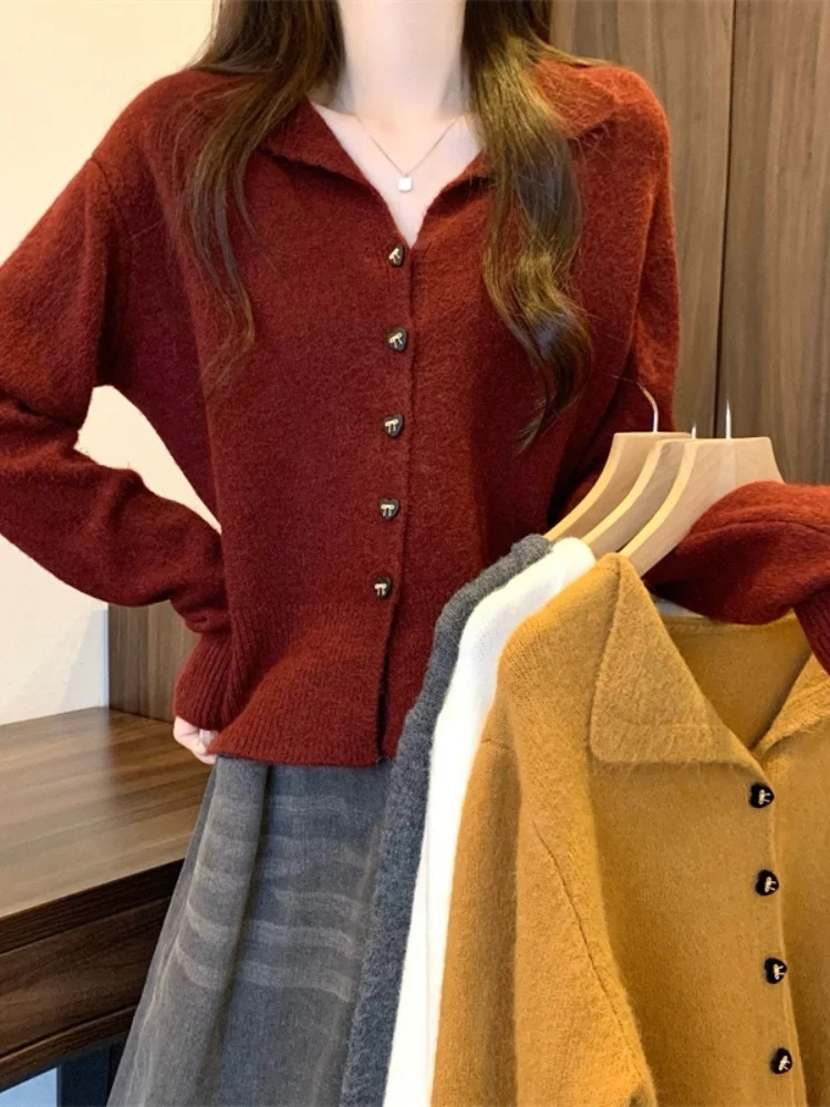 Angola rouge tricoté ouvert Cardigan femmes début du printemps nouvel an Robe 2025 ort pull manteau automne hiver haut chaleur