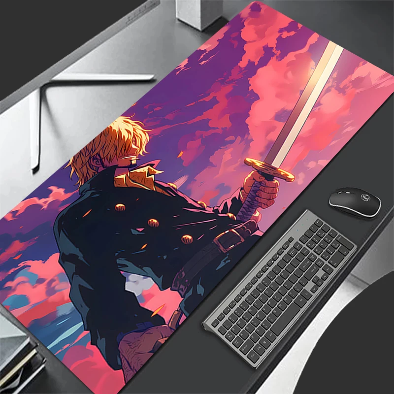 Mauspad, einteilig, Sanji Notebook Edge, weißes Gamer-Tastaturpad, rutschfestes Gummi, Computerteppich, Schreibtischunterlage, Gamer-Schrank, Mauspad