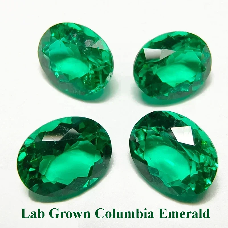 Lab Grown Columbian Emerald Green Oval Shape Gemstone For Diy Jewelry Pendant Bracelet Making Material Selectable Certificate