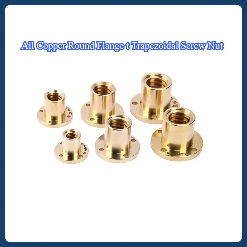 Tr8 Tr10 Tr12 Tr14 Tr16 Tr18 Tr20 All Copper Round Flange t Trapezoidal Screw Nut Positive Thread Reverse Thread