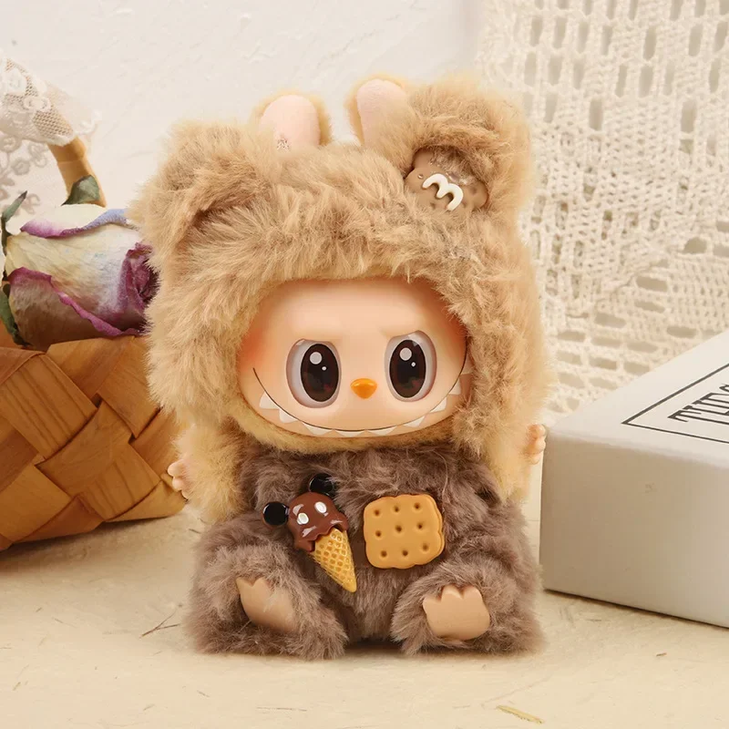 Rabbit/Bear Style Overalls Doll Clothes Set for 17cm Labubu Ropa V1/V2 Cartoon Outfit Doll  Accessories  Labubu Clothing
