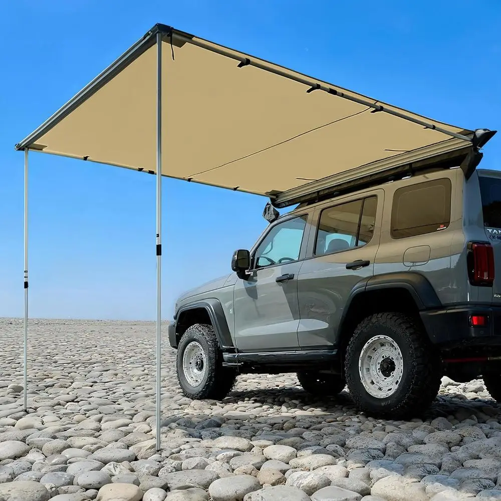 

Тент 8,2 × 8,2 дюйма, выдвижной солнцезащитный козырек на крыше с защитой от ультрафиолета и водонепроницаемым ПУ 1000 мм, выдвижной легкий тент для кемпера, Jee