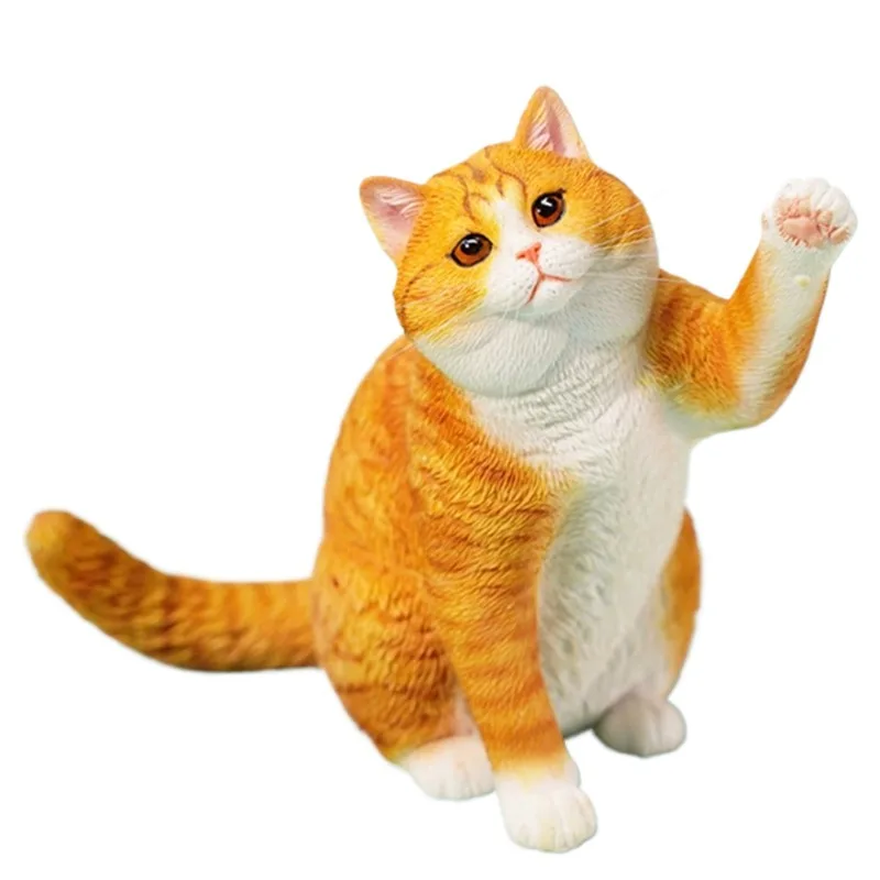 British shorthair cat, cute waving cat pet teasing cat stick wrist wrestling cat ornament figure periphery