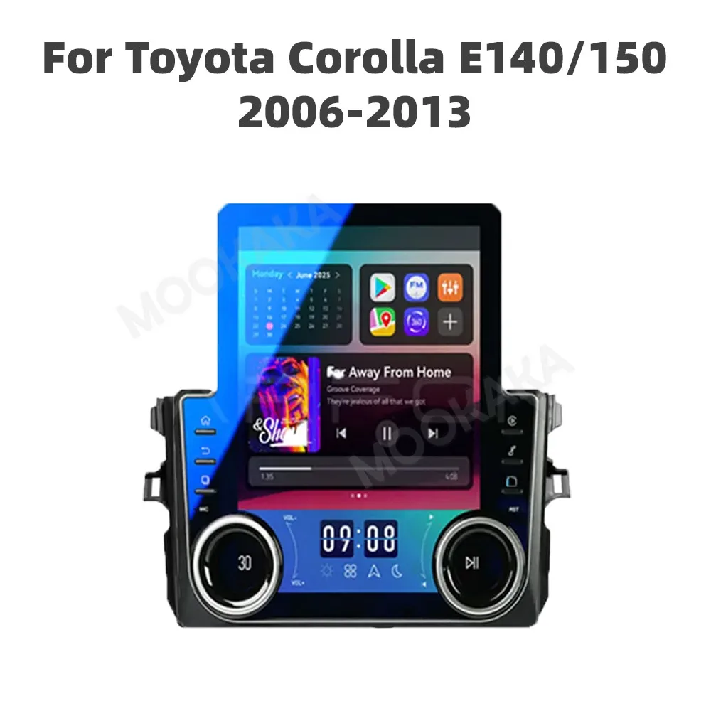 Andriod 13.0 For Toyota Corolla E140/150 2006 -2013 Car Radio Carplay Auto Tesla Style Multimedia Player GPS Stereo Head Unit BT