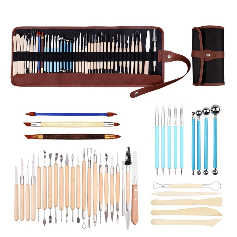 

Clay Tool Set 40-Piece Clay Tool Set Solid Pill Stick Acrylic Nail Pen Wooden Clay Knife Durable