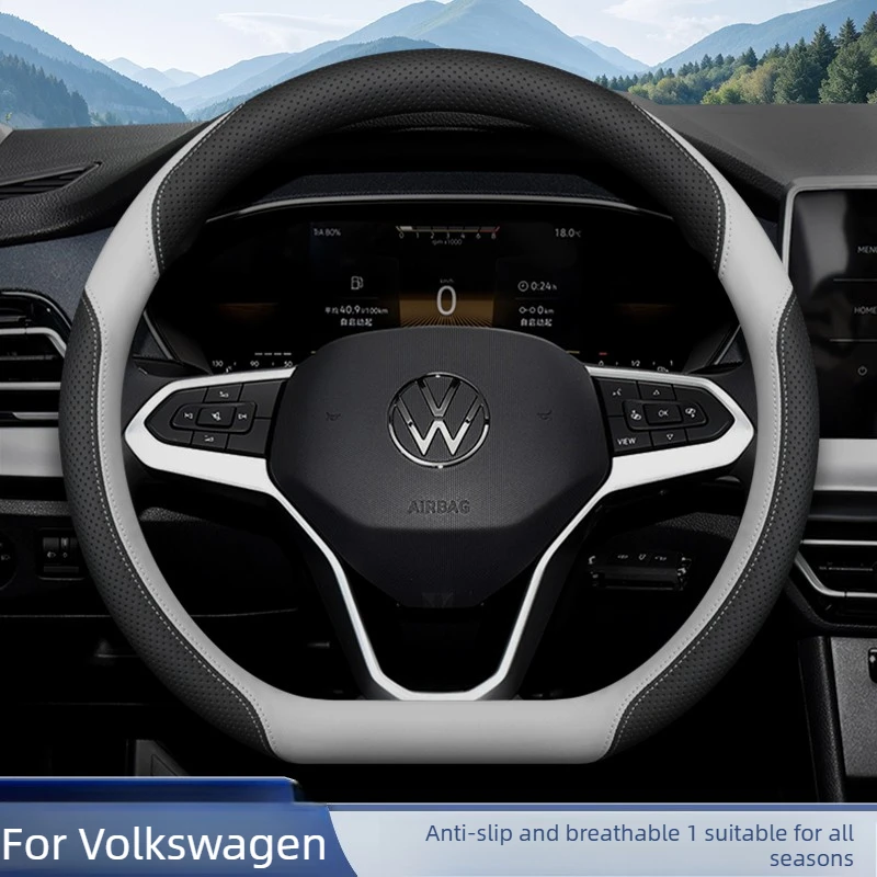 Funda de Cuero para Volante de Coche para Volkswagen Golf 7 Touran CC T5 Caddy, Funda para Volante de Coche, Accesorios para Volkswagen T Roc