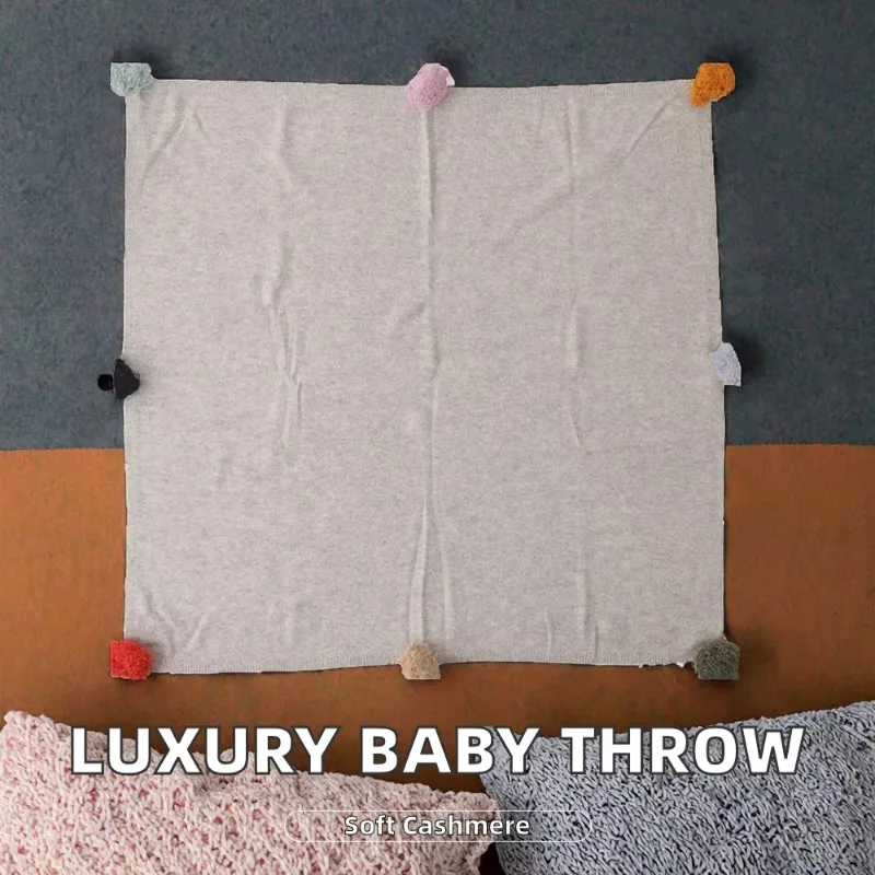 Luxury Warm Solid Cashmere Blanket Wholesale Bed Chunky Knitted Super Soft Swaddle Kids Newborn Baby Throw Four Seasons