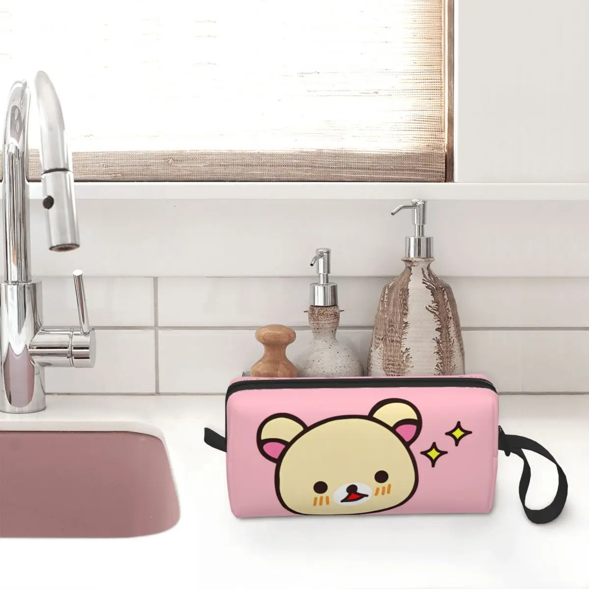 Rilakkuma Kawaii Bears Cute Animals Makeup Bag Travel Cosmetic Bag Men Women Cute Aesthetic Toiletry Bags Accessories Organizer