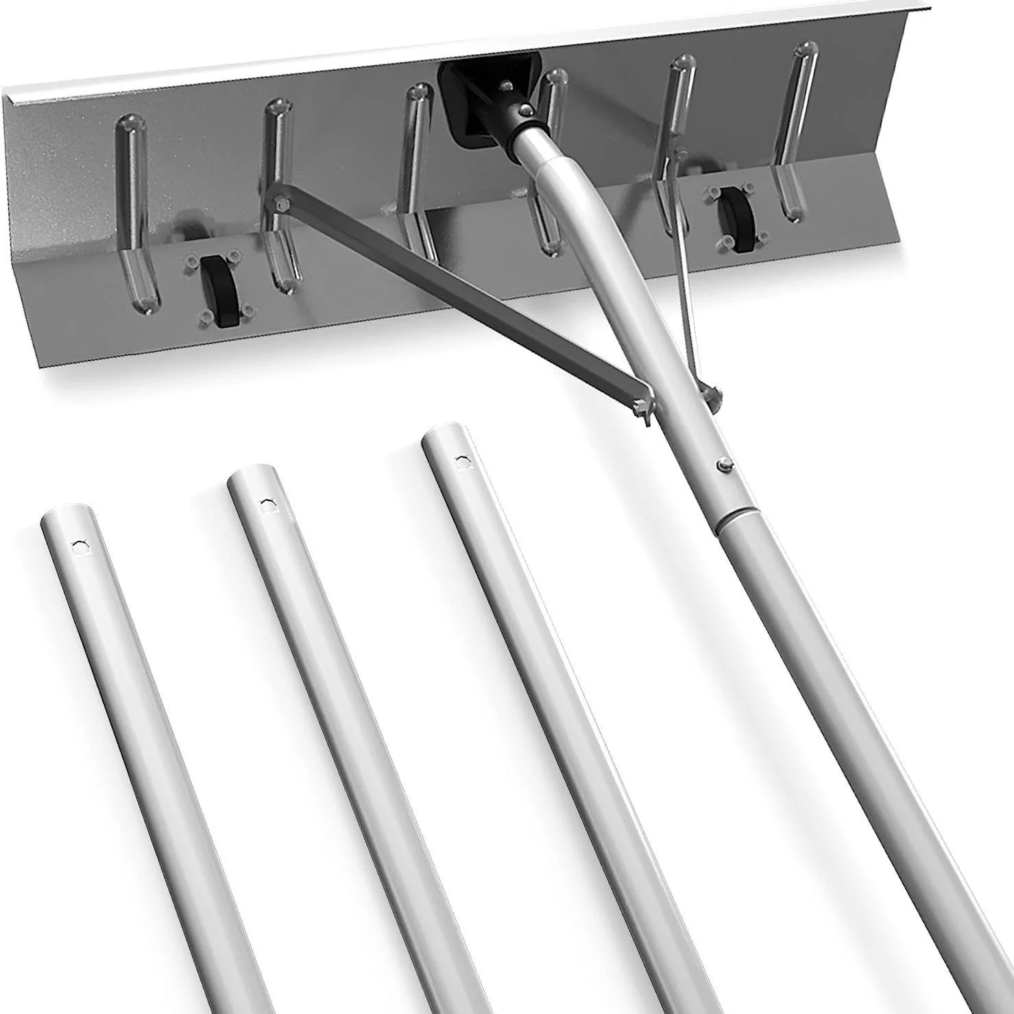 Roof snow scraper, snow rake, aluminum alloy shovel adjustable with wheels, portable snow removal
