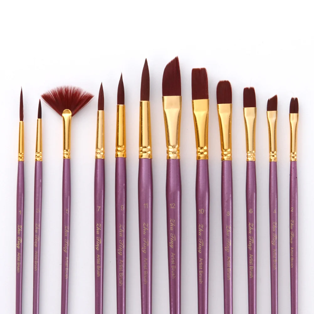 

12Pcs Professional Painting Brush Set High Quality Synthetic Nylon Bristle Brushes for Artists Students with Portable Storage