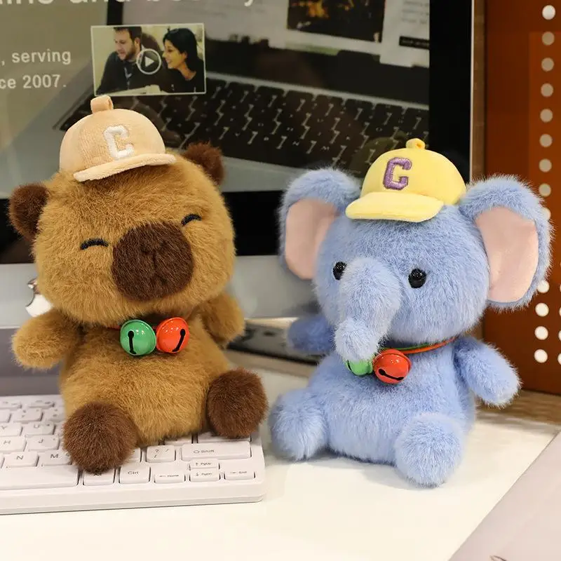 

1 Piece Soft Cute Panda Plush Doll Kid's Accompany Dolls Bell Hat Capybara Doll Raccoon Elephant Plush Toy Festival Party Decor