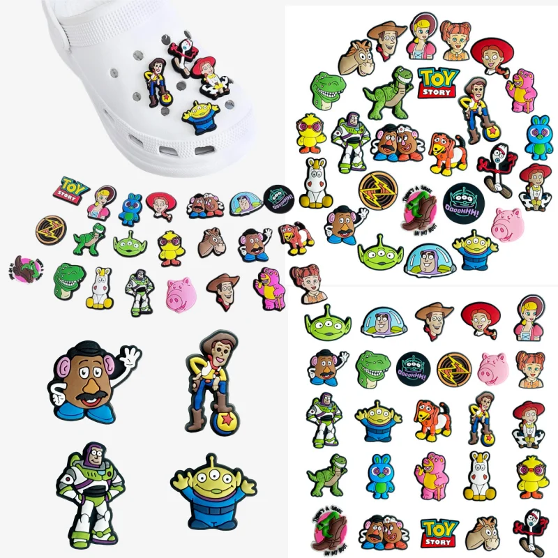 MINISO 26pcs Cartoon Bath Lightyear Shoe Buckle Disney Toy Story Shoe Decoration Shoes Charms Accessories Summer Sandals Clogs