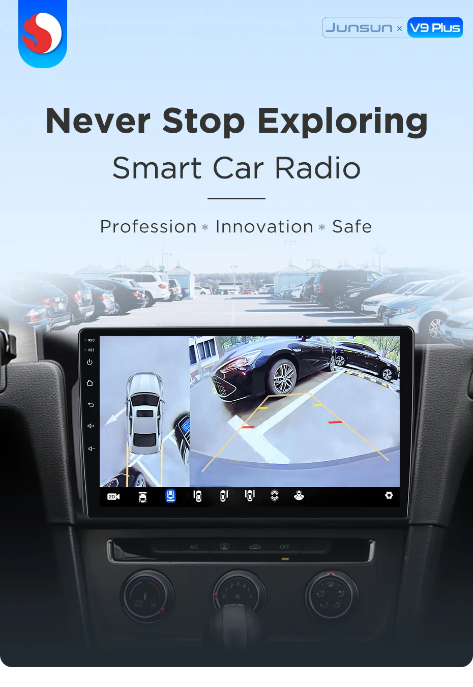 Junsun 8-Kern-Autoradio für Volkswagen VW Golf 7 2013-2017 mit integriertem 360-Grad-System ° Panorama-Kamera Kabelloses CarPlay Android Auto 4G LTE WLAN GPS-Navigation DSP RDS Lenkradsteuerung IPS-Bildschirm Kühlven – Detail 3