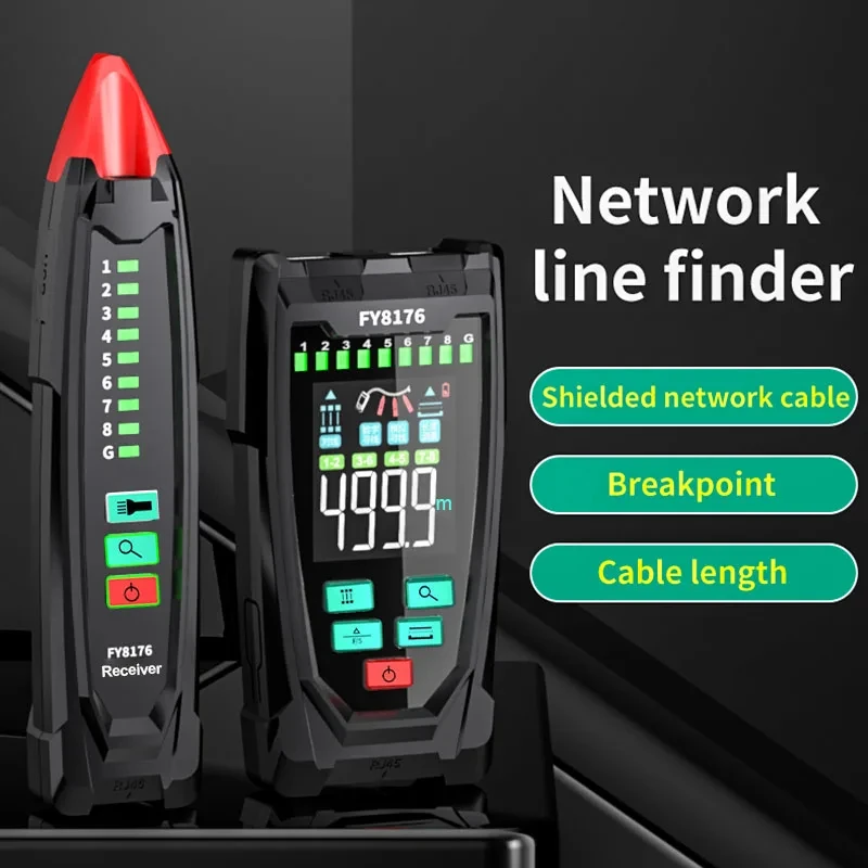 FY8176 Network Adjustable Cable Tester Distance Location Cable Length Test TDR RJ45 Digital Network Line Finder Wire PoE Checker