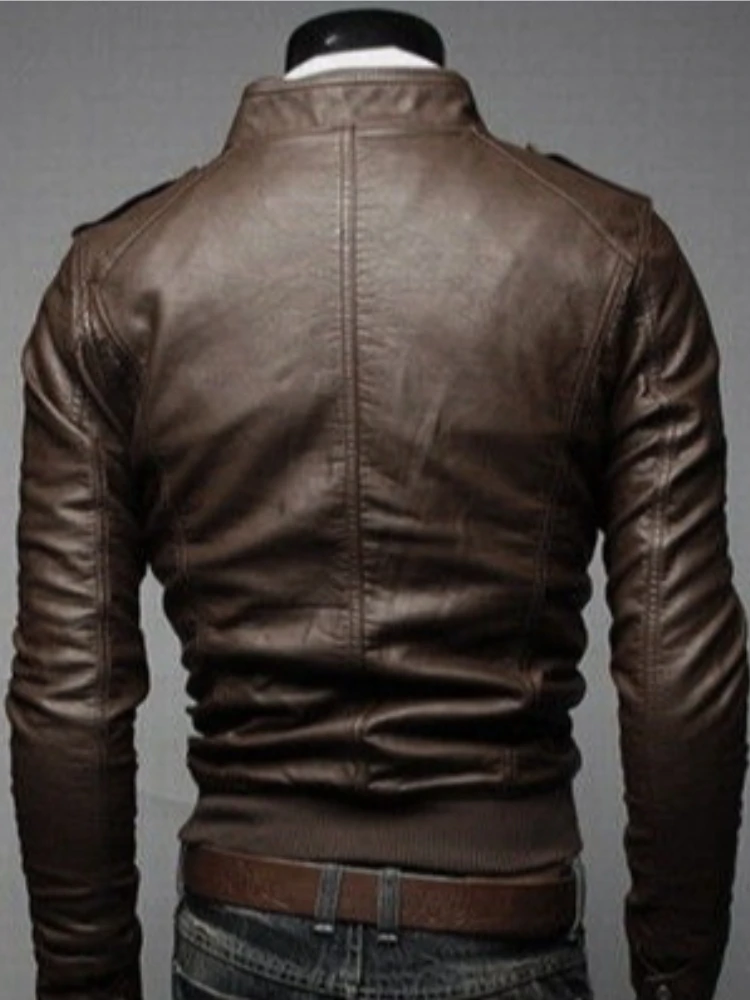 

Men's Motorcycle PU Coat Slim Fit Modern Style Winter Jacket For Youthful Professionals​
