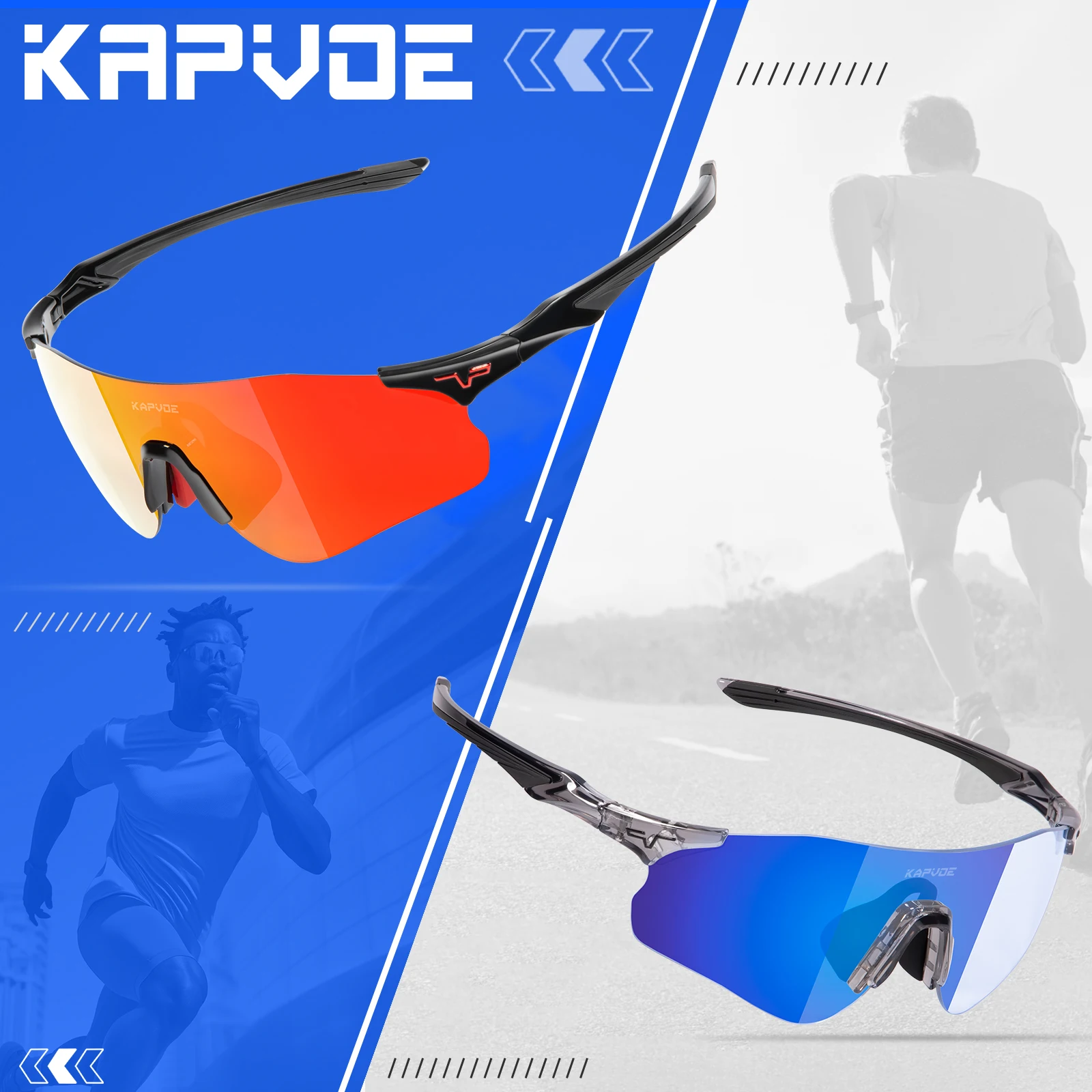 KAPVOE Color Photochromic Cycling Sunglasses Outdoor Running Sunglasses UV400 Men MTB Cycling Glasses Women Road Bike Glasses