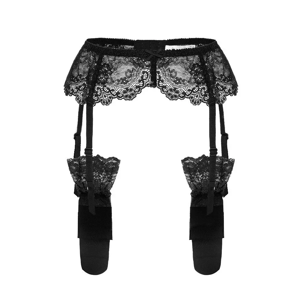 Men's Sexy Long Tube Lace Suspender Belt Stockings Underpants Garter Black/White/Claret Color Transparent Thigh Men Stockings