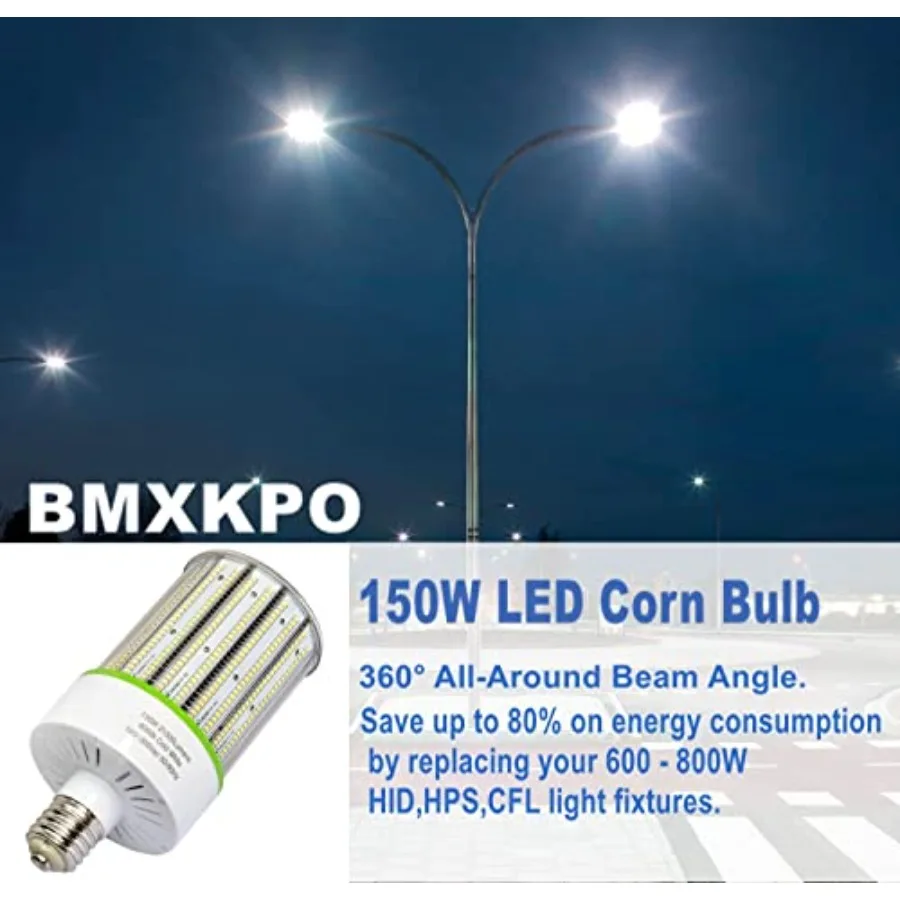 150W LED Corn Lights, E39 Mogul Base Led Bulb Commercial Grade Corn Light Bulbs for Warehouse Parking Lots High Bay Street Ligh
