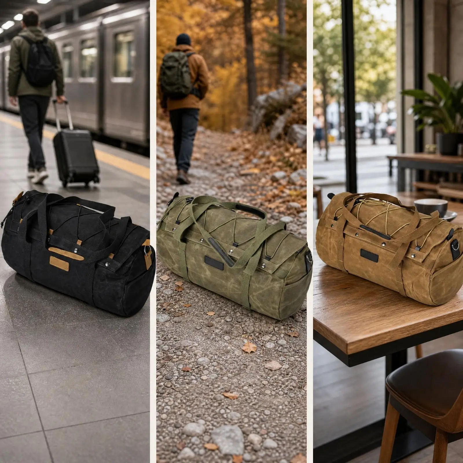 Men Travel Pannier Foldable Canvas Motorcycle Duffel Tail Bag Rain Resistant for Daily Commute