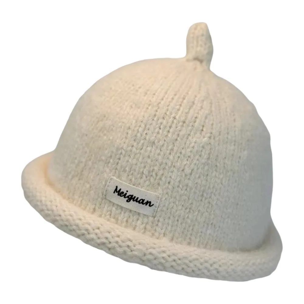 Casual Solid Color Knitted Beanies Cap Rolled Edge Keep Warm Painter Hat Multifunction Hip Hop Pacifier Cap Winter