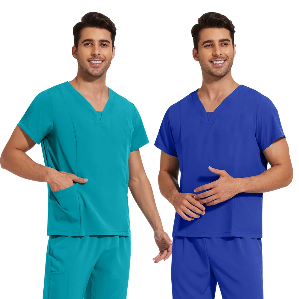 Heren effen kleur sneldrogend dunne casual en comfortabele broek met korte mouwen handwas kledingset werkuniform matte set