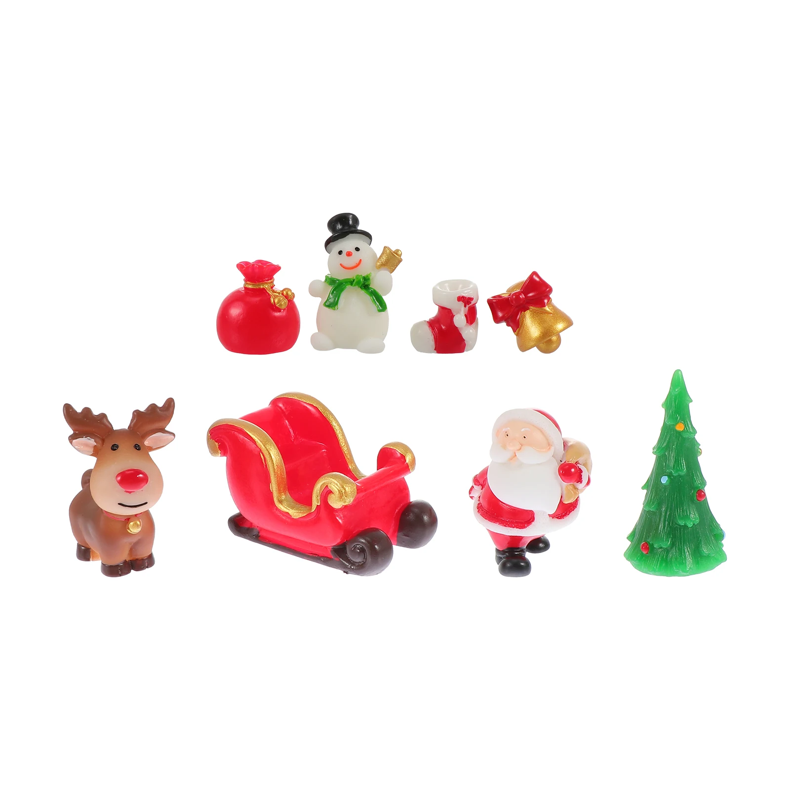 

8Pcs Festive Christmas Decorations Resin Made Lovely Xmas Ornaments Set for Living Room Bedroom Bar Hotel Xmas Scene Decor