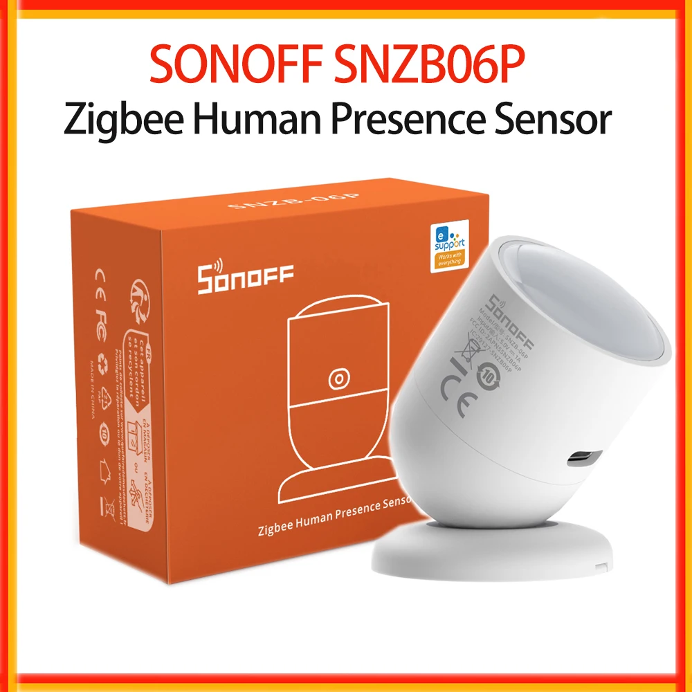 SONOFF SNZB-06P Zigbee Human Presence Sensor 5.8GHz Microwave Radar Detect Movement or Stationary Person Smart Home Zigbee 3.0