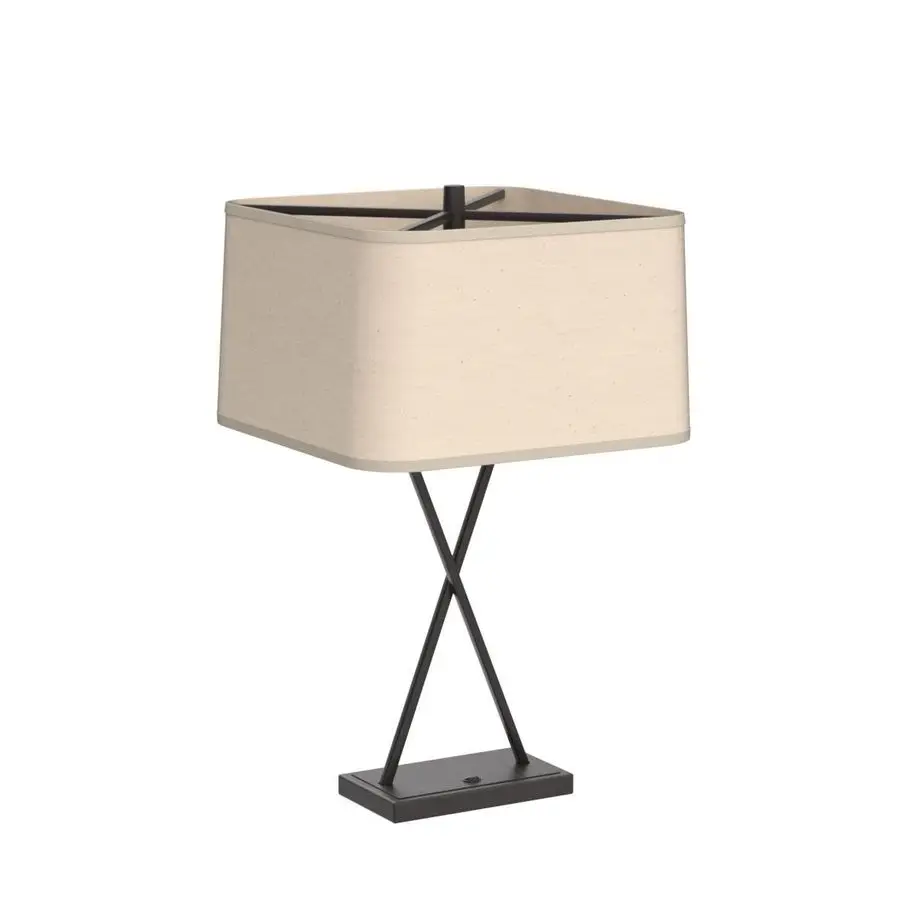 Iron Works Megan lampes de Table modernes 26.5 haut lot de 2 avec Port de chargement USB de Style hôtel LED Bronze métal tissu rectangulaire Sh