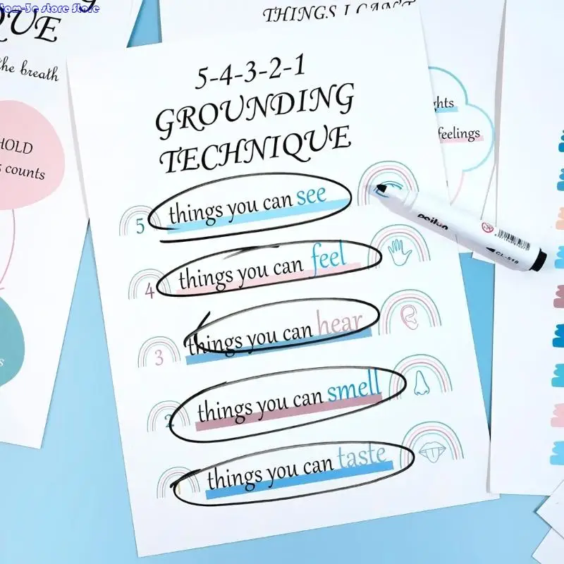 D0UA 12 ورقة من ملصقات ركن تهدئة الفصول الدراسية ملصقات استشارات الصحة العقلية مقاس 10 × 14 بوصة للفصول المدرسية والمكتبية