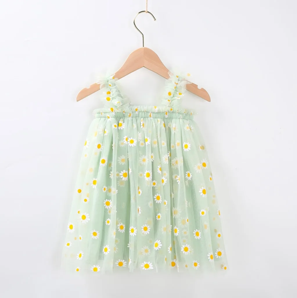 Süßes Tutu-Kleid für Kleinkinder und Mädchen, ärmellos, Sommer, neu, mit Stickerei, Blumenmuster, Netzkleid, Prinzessinnenkleid für kleine Mädchen – Detail 7