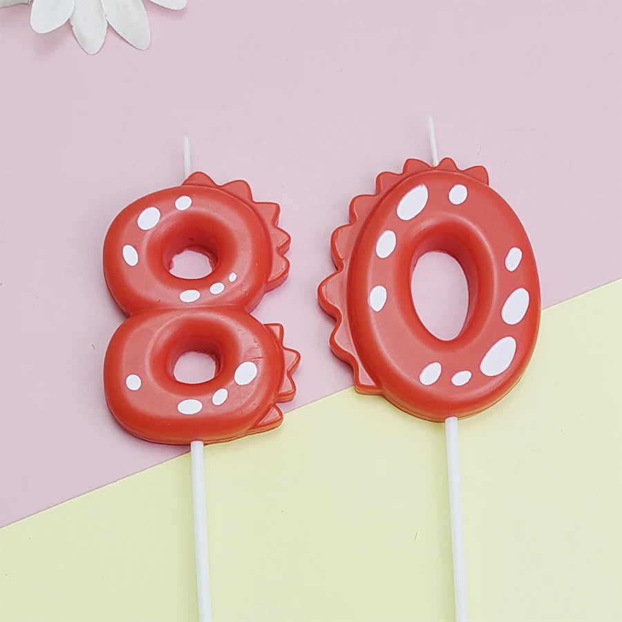 1PCS Rot Dinosaurier Nummer 0-9 Kuchen Kerze Alles Gute Zum Geburtstag Festliche Rote Geburtstag Party Kuchen Mädchen Dekoration kerze – Detail 3