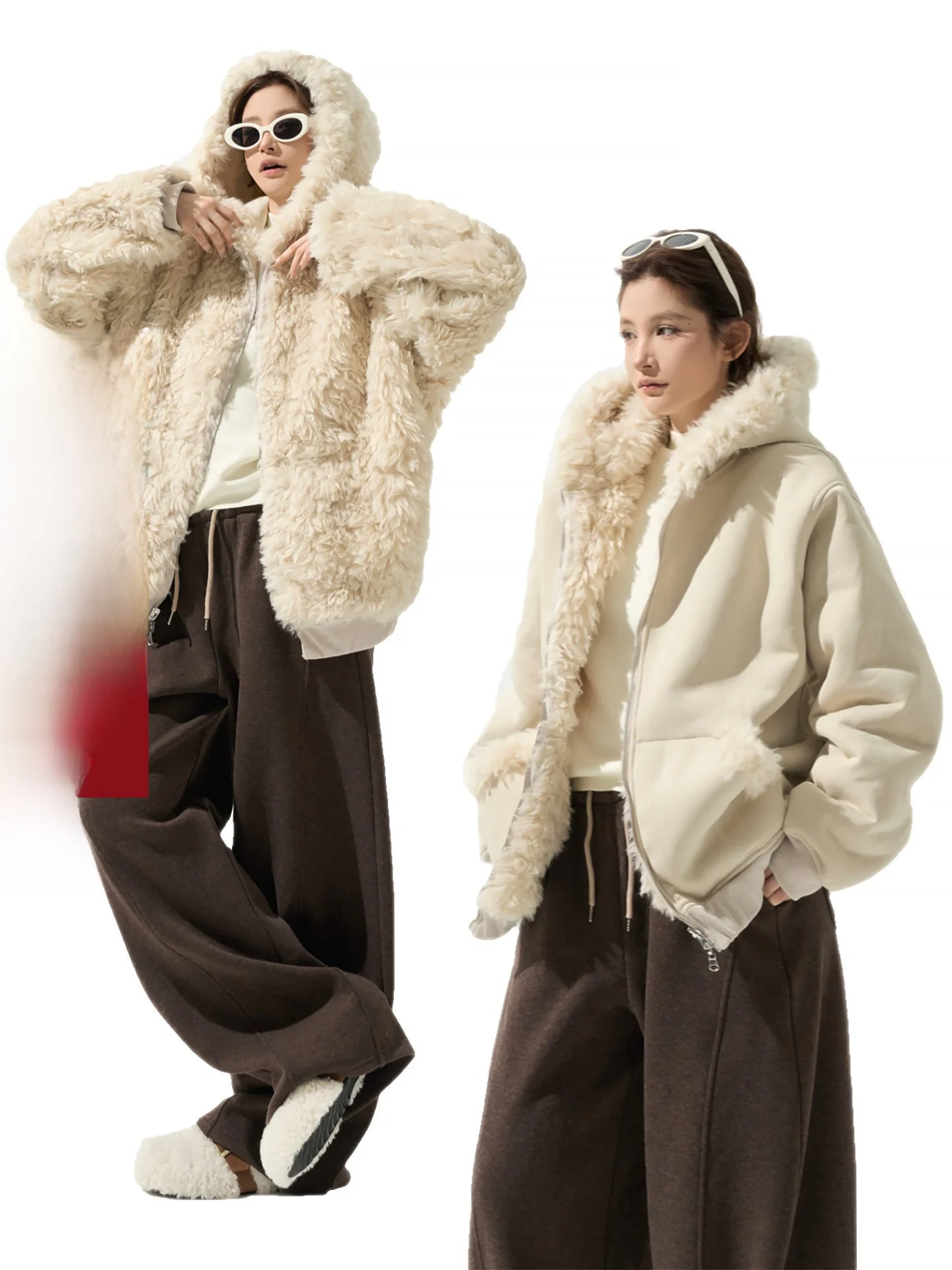 

Wutong Women's Double-Sided Wear Thiened Long Sve Hooded Jaet Autumn Winter Korean Sle High-End Warmth Open Cardigan...