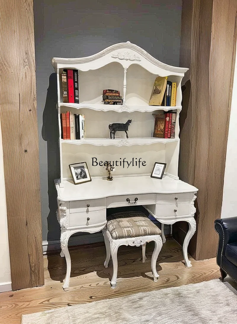 

yj21 American Solid Wood Desk Bookcase Integrated Desk Office Computer Desk European Style Student Single Writing