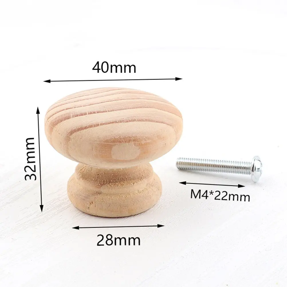 Solid Wood Cabinet Handles 6 Pack Round Door Knobs for Wardrobe Cupboard Drawers Smooth Natural Finish