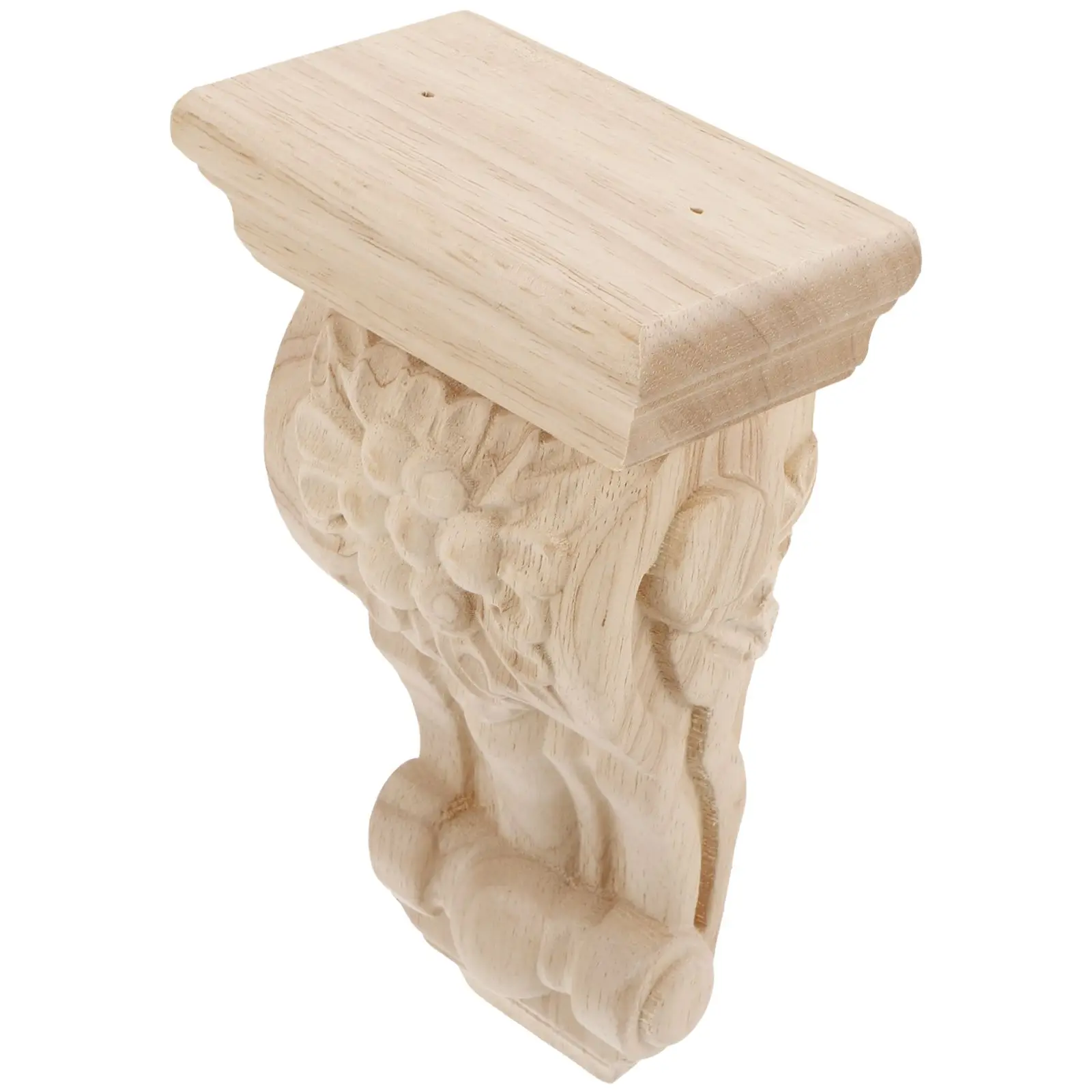 

Wood Carved Stigma Decoration 10x18x6cm Small Round Wood Carving Decorative Wooden Villa DIY European Style Elegant