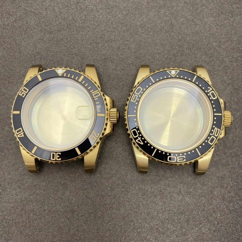 Accesorios para caja de reloj con movimiento NH35, caja de acero inoxidable dorada completa, caja de cristal de zafiro de 40MM