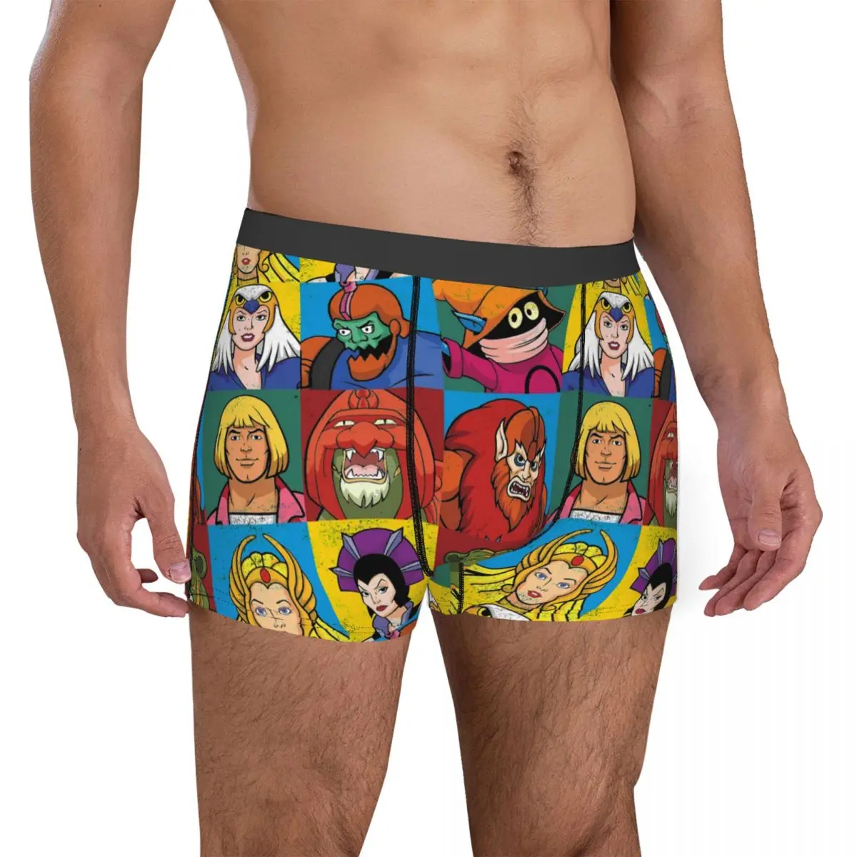 Boxer He-Man And Friends Shorts Panties Man Underwear Masters Of Universe Skeletor Heman Mid Waist Underpants for Male Plus Size