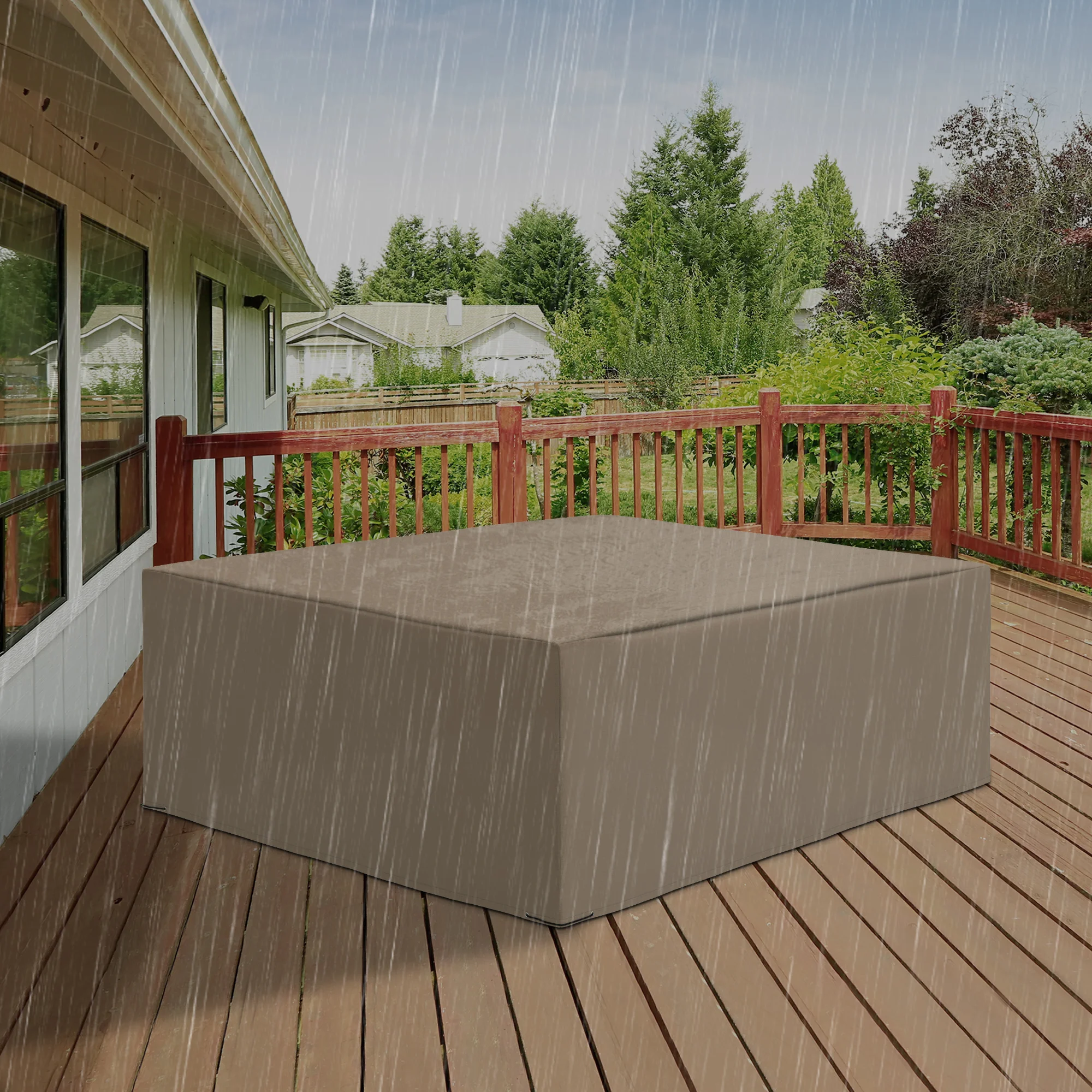 Funda para Muebles de Jardín, Impermeable, Resistente al Invierno, Lona para Patio Exterior, Tela Oxford, 275x205x90cm, Beige