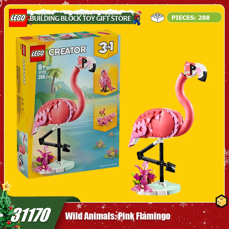 LEGO 31170 Vida Selvagem: Flamingo Rosa Criativo Versátil Série 3 em 1 de Blocos de Construção Brinquedos de Construção para Crianças Presente de Natal