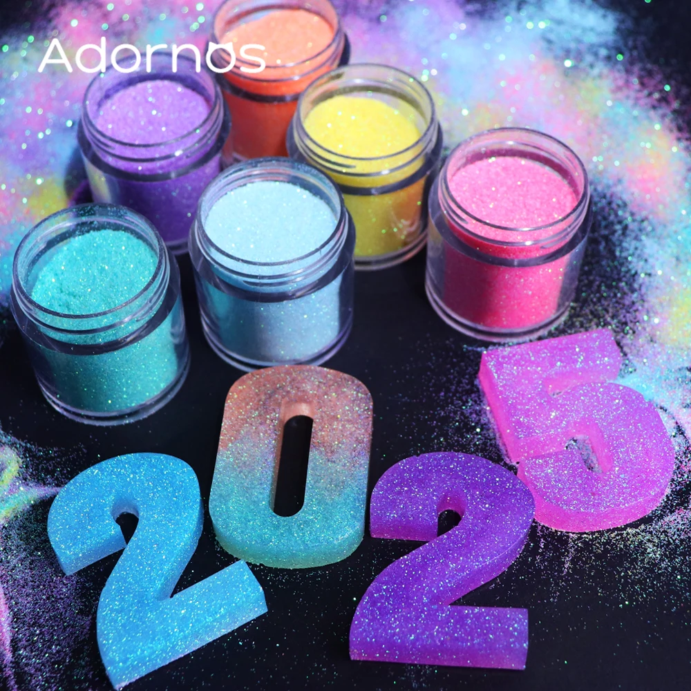 6 Bottles Iridescent Sugar Powder Epoxy Resin Filler Shiny Sand Effect Glitter Powder DIY Silicone Molds Crafts Casting Supplies