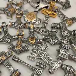 Multi-style Norse Viking Necklace Stainless Steel Men Amulet Vintage Viking Thor's Hammer Pendant Necklace Biker Fashion Jewelry