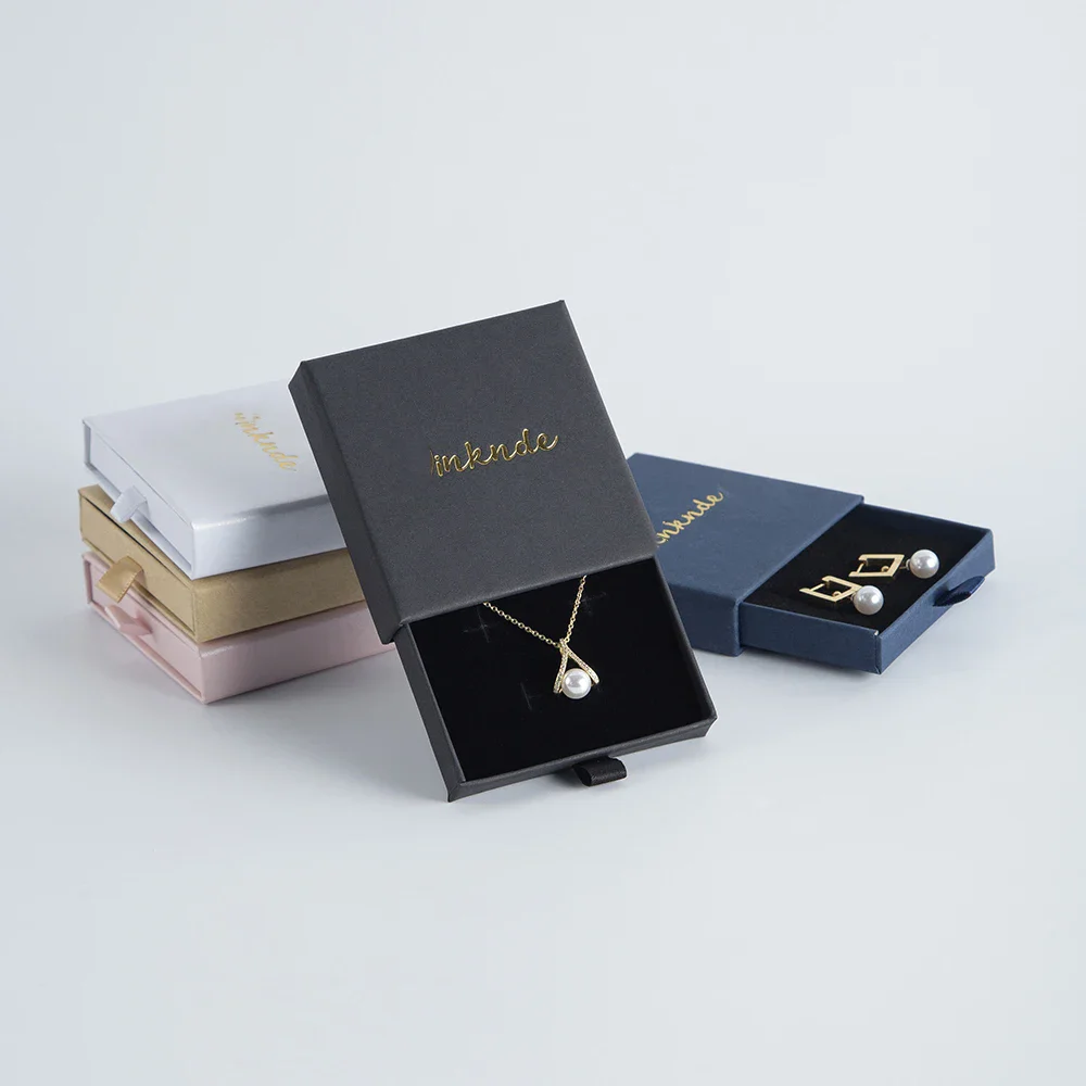 100-Pack Gift Packaging Box for Necklace Wedding Engagement Custom Logo Drawer Jewellry Earrings Bracelet Organizer Box Case