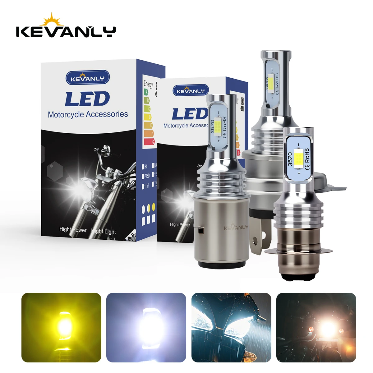 1x H4 LED Motorcycle Headlight P15D T19 BA20D LED Bulbs Hi/Lo Beam Driving Light Dual Color Plug and Play Motor Accessories 12V