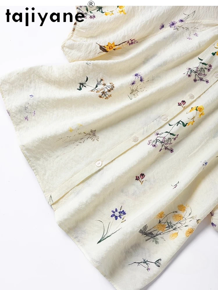 TAJIYANE 76 % Natürliche Maulbeerseide Hemd Frau Neuheiten 2025 Kurzarm Bluse Trockene Seide Sommer Tops Damen Kleidung Camisas