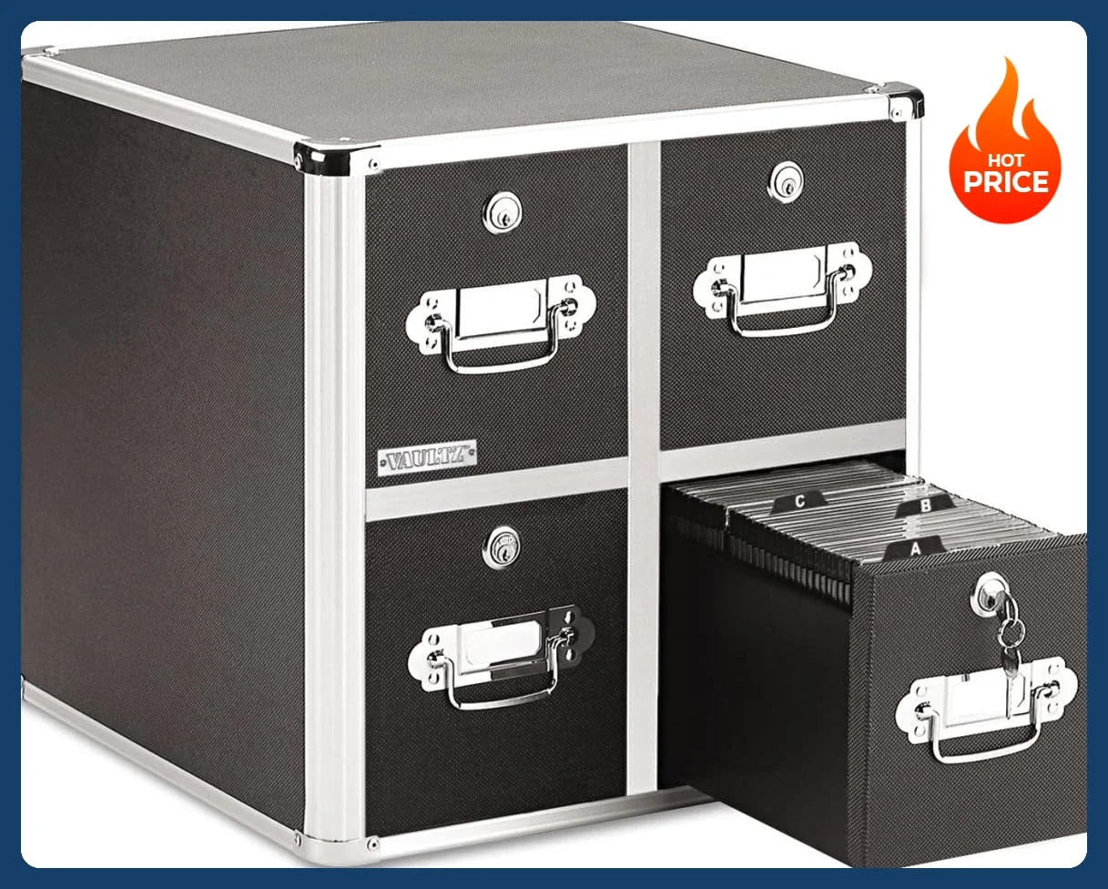 

[Новое поступление! ] Держатель для компакт-дисков — стойка для компакт-дисков с 4 ящиками и замками для ключей, органайзер для DVD 14 x 14,5 x 15,5 дюймов и хранилище для компакт-дисков