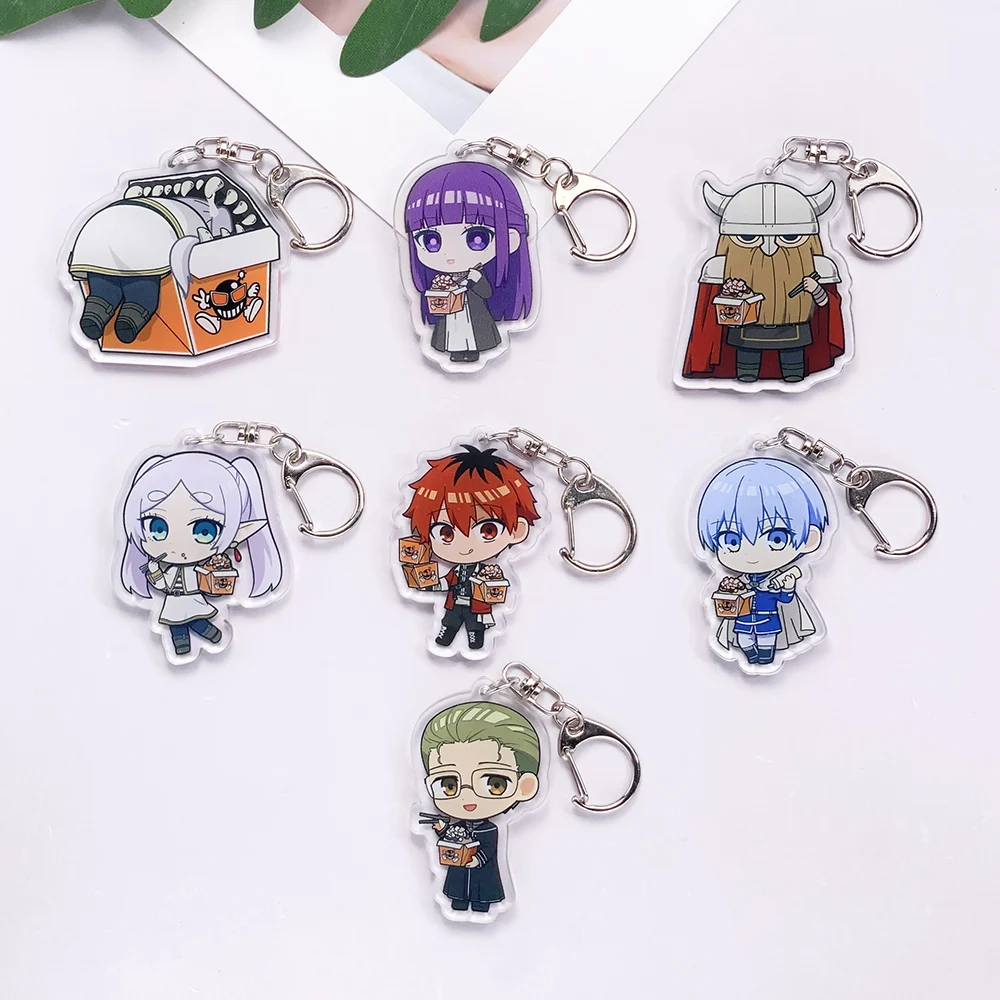 7 pièces : porte-clés en acrylique sur le thème de l’anime Frieren : Beyond Journey’s End, accessoires mignons pour sac, pendentif pour sac à dos, porte-clés, cadeaux pour les amis.